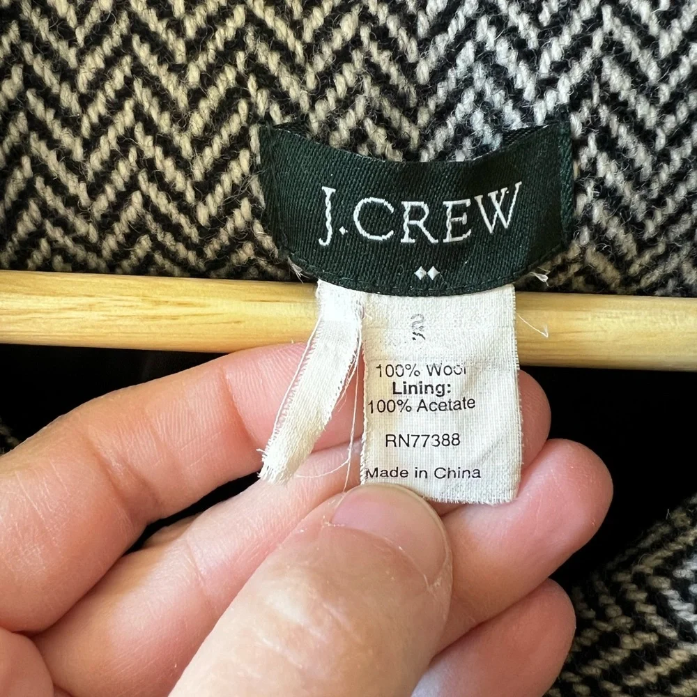 J CREW FACTORY Herringbone‎ Double Breasted Wool Pea Coat Classic Preppy S - Picture 3 of 6